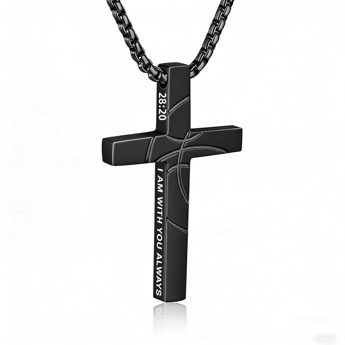 Men's Basketball Cross Double-sided Lettering Inspirational Scripture Personalized Necklace