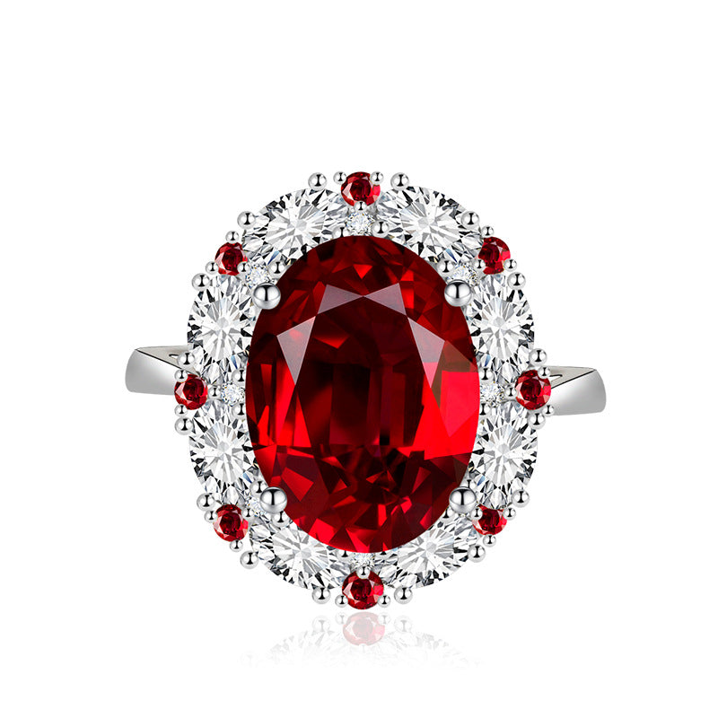 Pomegranate Red Emerald Female Fashion Colored Gems Purple Rings