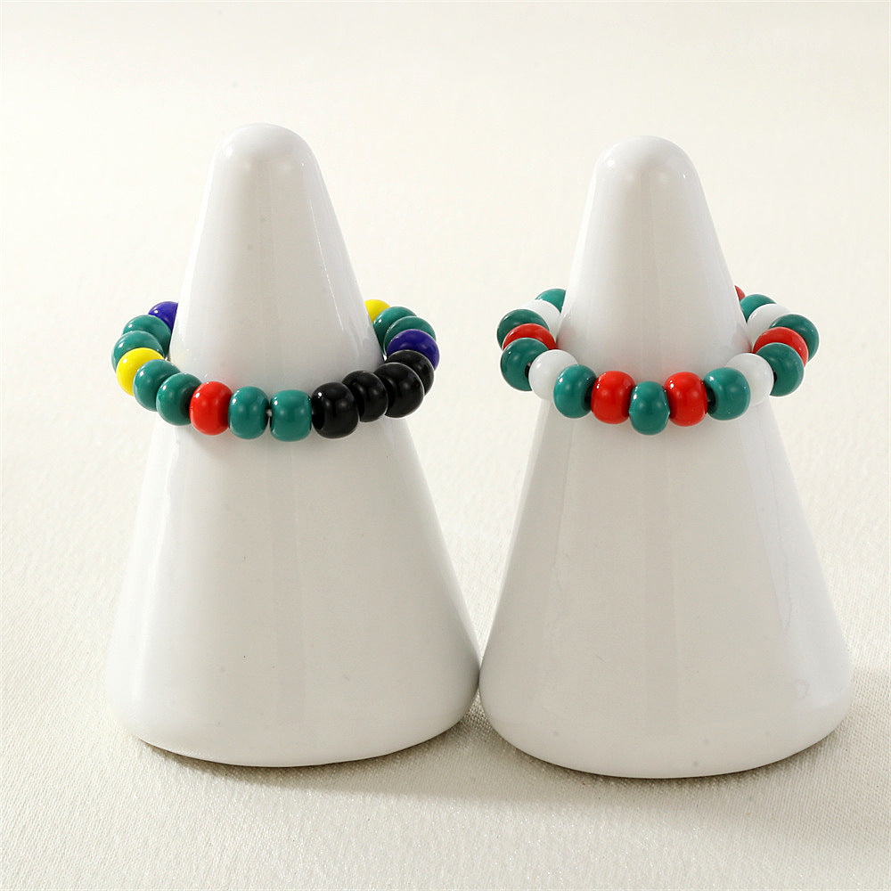 Simple Cute Elastic String Czech Bead Rings