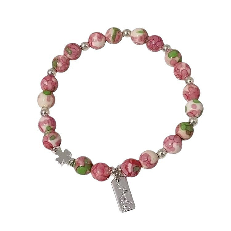 Cherry Blossom Powder Handmade Female Temperament Light Luxury Minority Bracelets