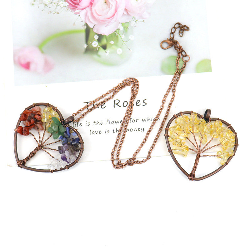 Copper Wire Winding Crystal Gravel Lucky Necklaces