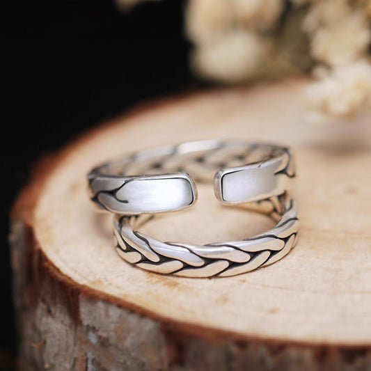 Copper Sier Plated Couple Hand-woven Man's Female Rings