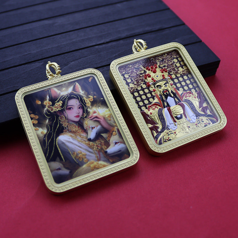 Three-dimensional Five-master Hand Painted Golden Outline Black Gold Pendants