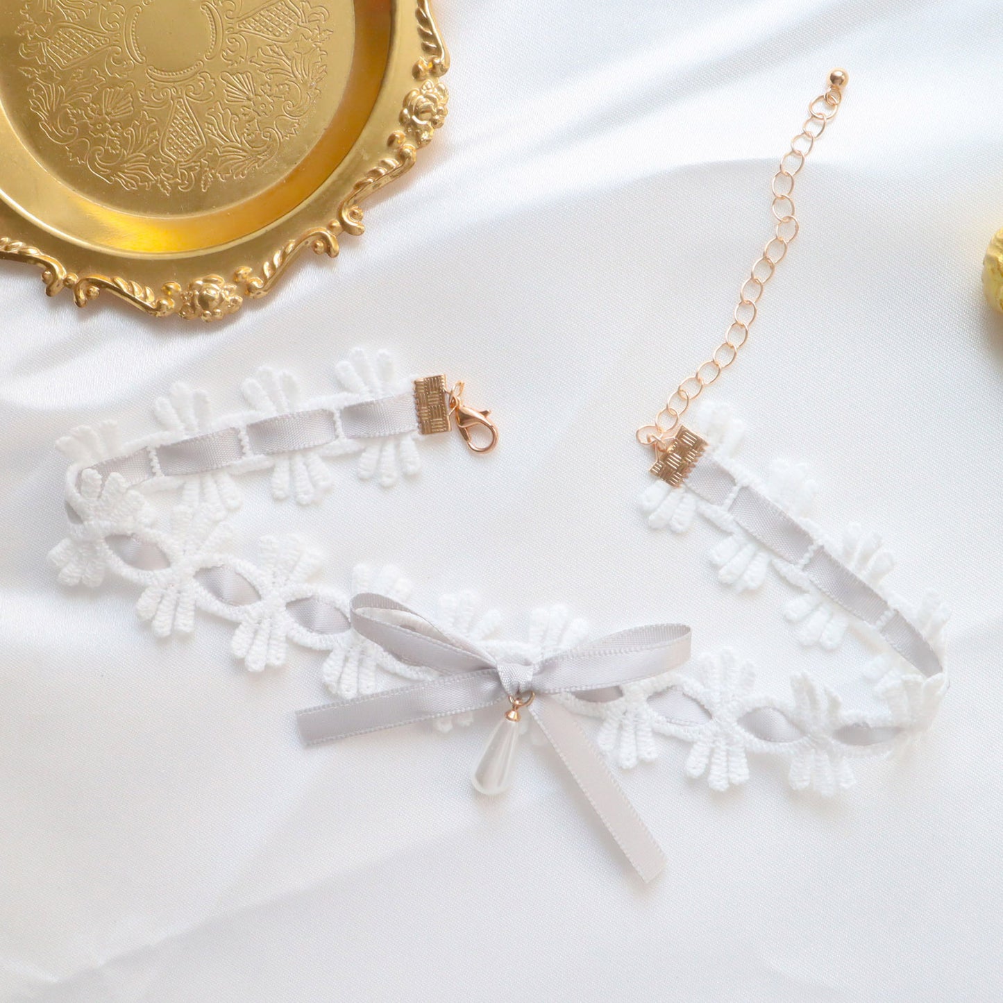 Lolita Ribbon White Lace Maid Clavicle Necklaces