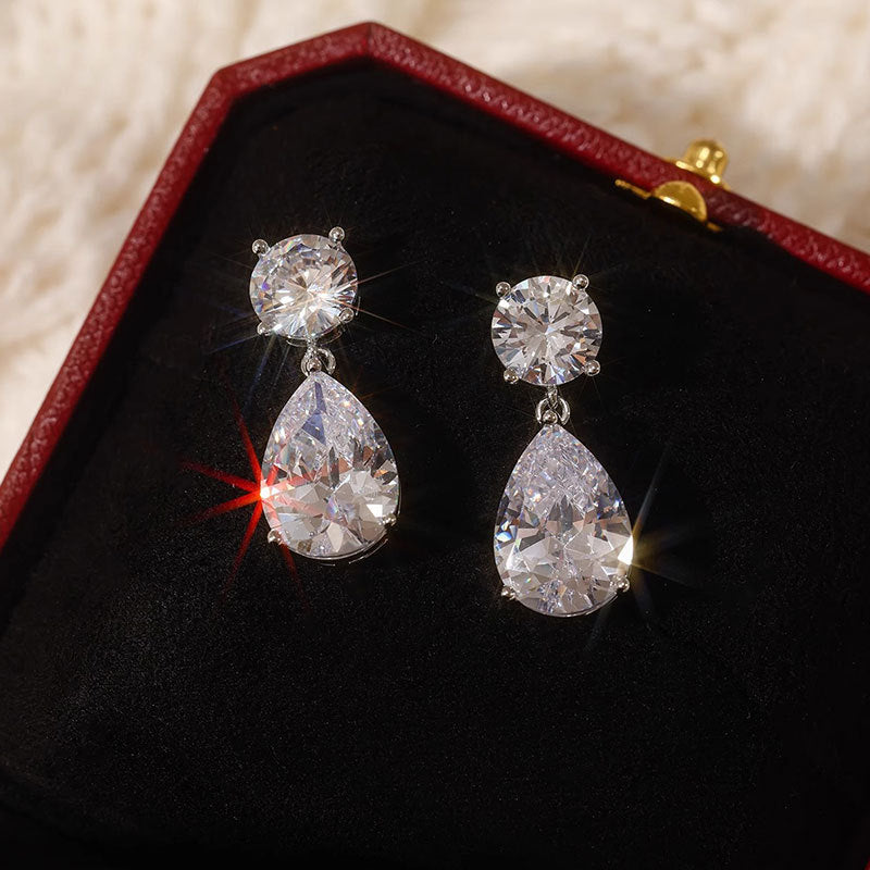 Women's Sterling Sier Drop Moissanite Light Luxury Rings