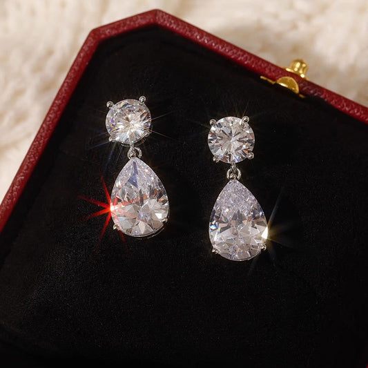 Women's Sterling Sier Drop Moissanite Light Luxury Rings