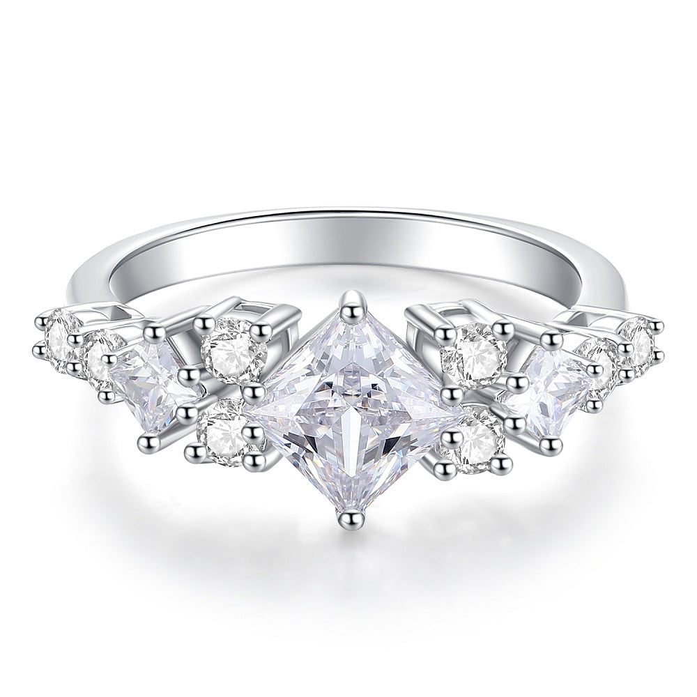 Women's Sterling Sier Zircon Combination Twin Index Finger Tail Rings