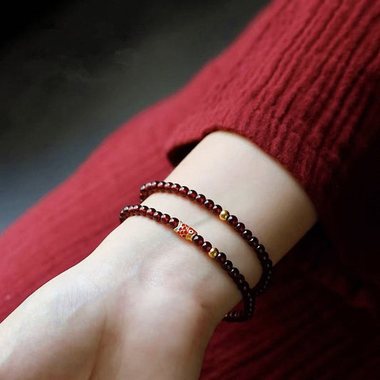 Women's Imitation Garnet Gift National Style Double Bracelets