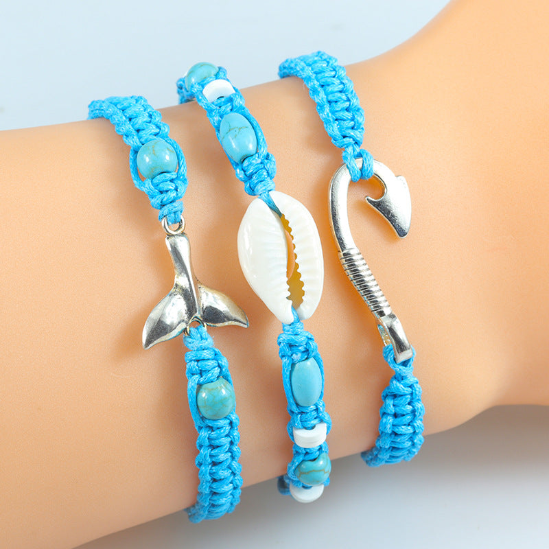 Fishhook Fishtail Ocean Braided Conch Surfing Bracelets