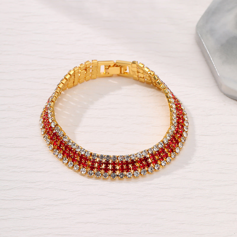 Women's Roman Crystal Gold Simple Full Diamond Bracelets