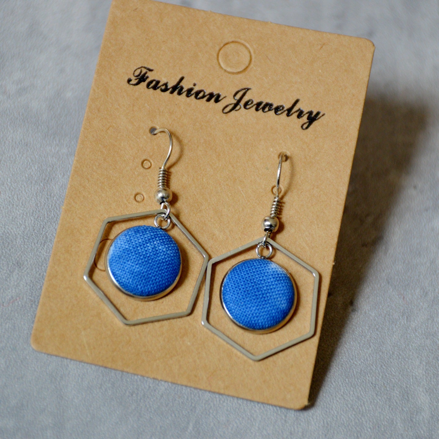 Blue Dyed Fabric Ethnic Style Handmade Simple Inlaid Earrings