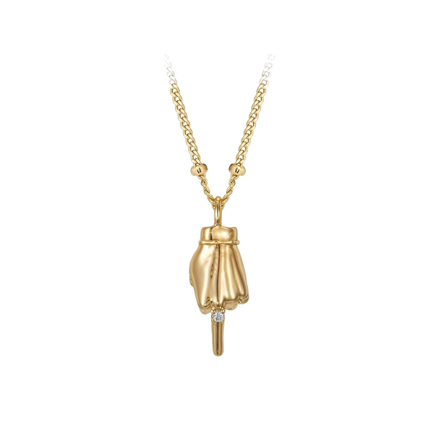 Women's Plated Real Gold Punk Single Circle Dense Chain Cuban Link Necklaces