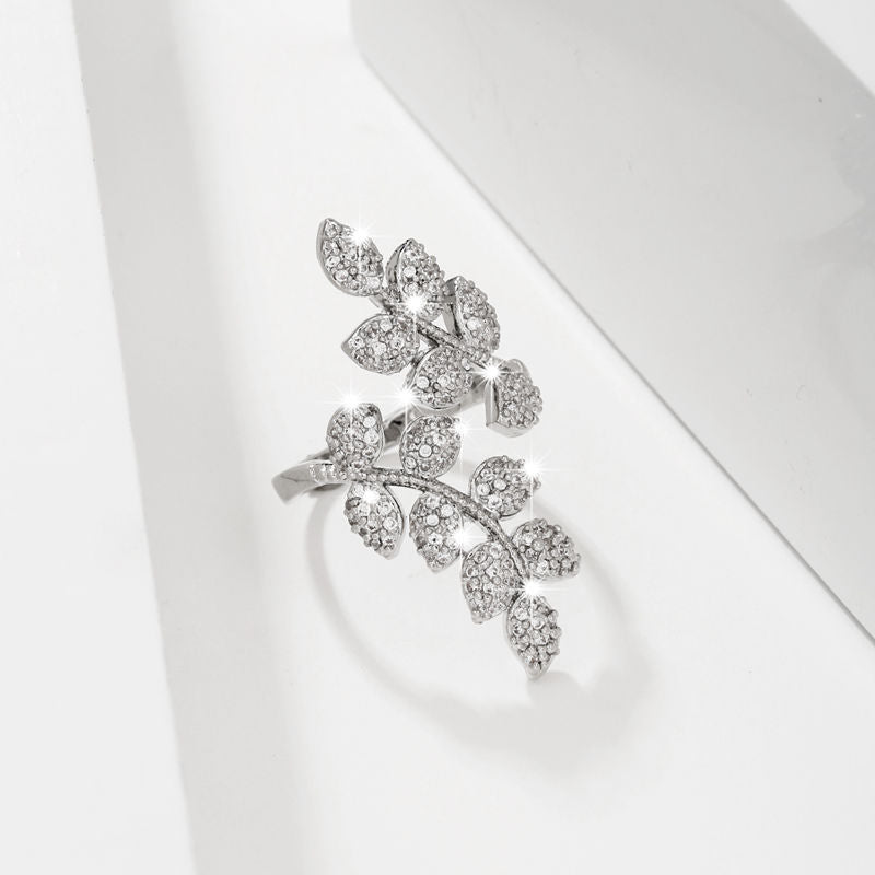 Leaf Wheat Lady Design Inlaid Adjustable Female Ring