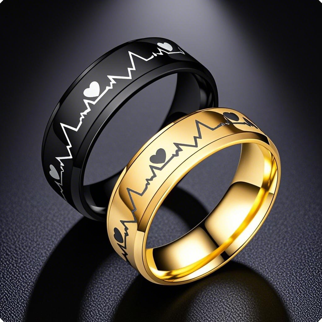 Men's Stainless Steel Hip Hop Niche Heartbeat Ring