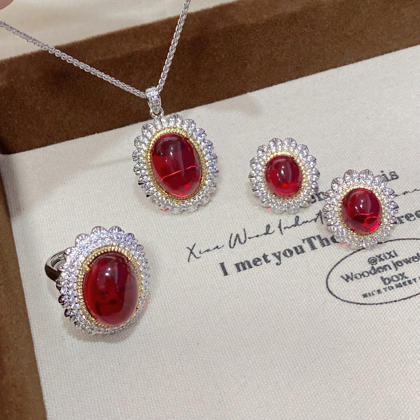 Women's Luxury Pink Diamond Argyle Big For With Colored Jewelry Set
