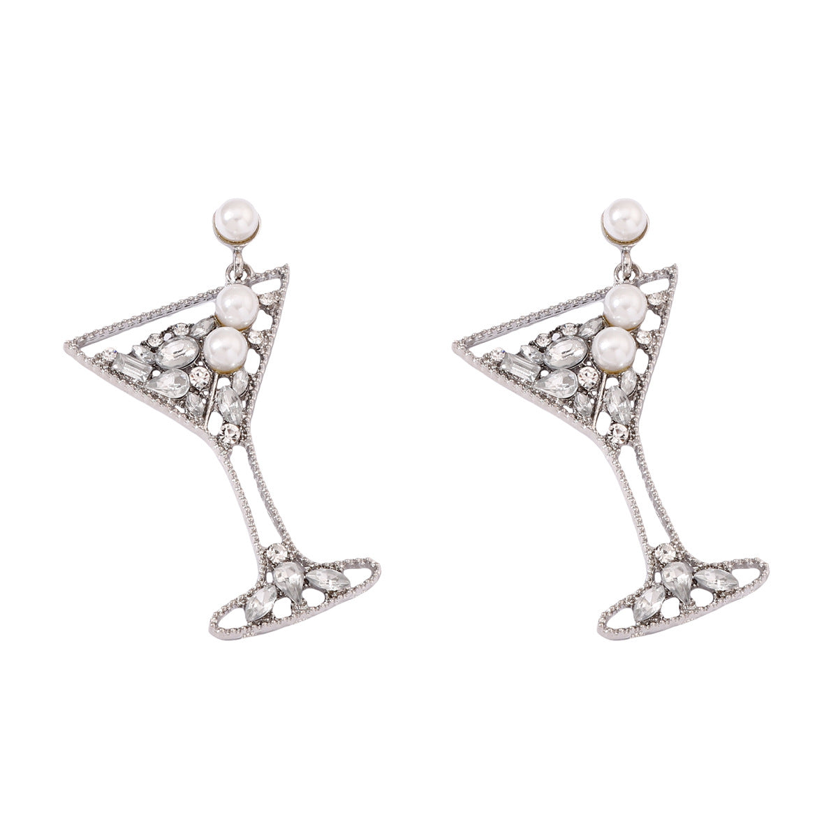 Series Pearl Inlaid Color Diamond Hollow Alloy Earrings