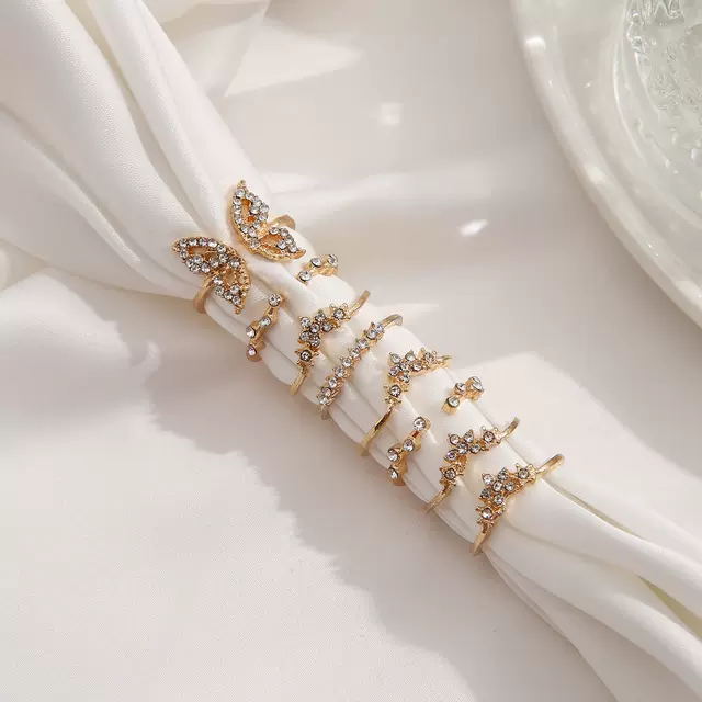 Bohemian Style Diamond Butterfly Joint Set Rings