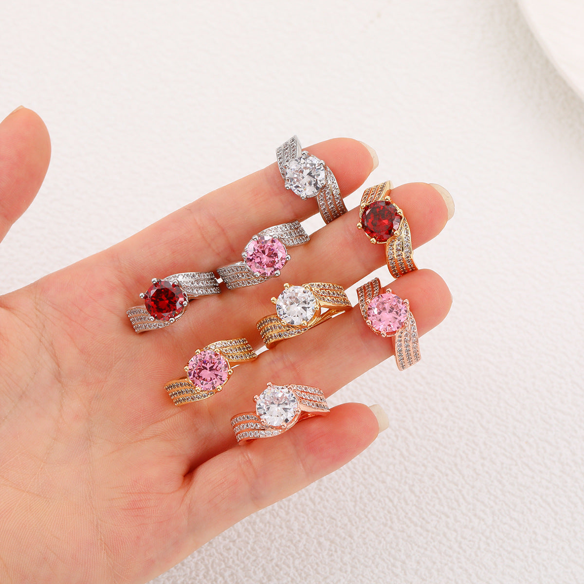 Imitation Moissanite Female Frame Zircon Wedding Ring