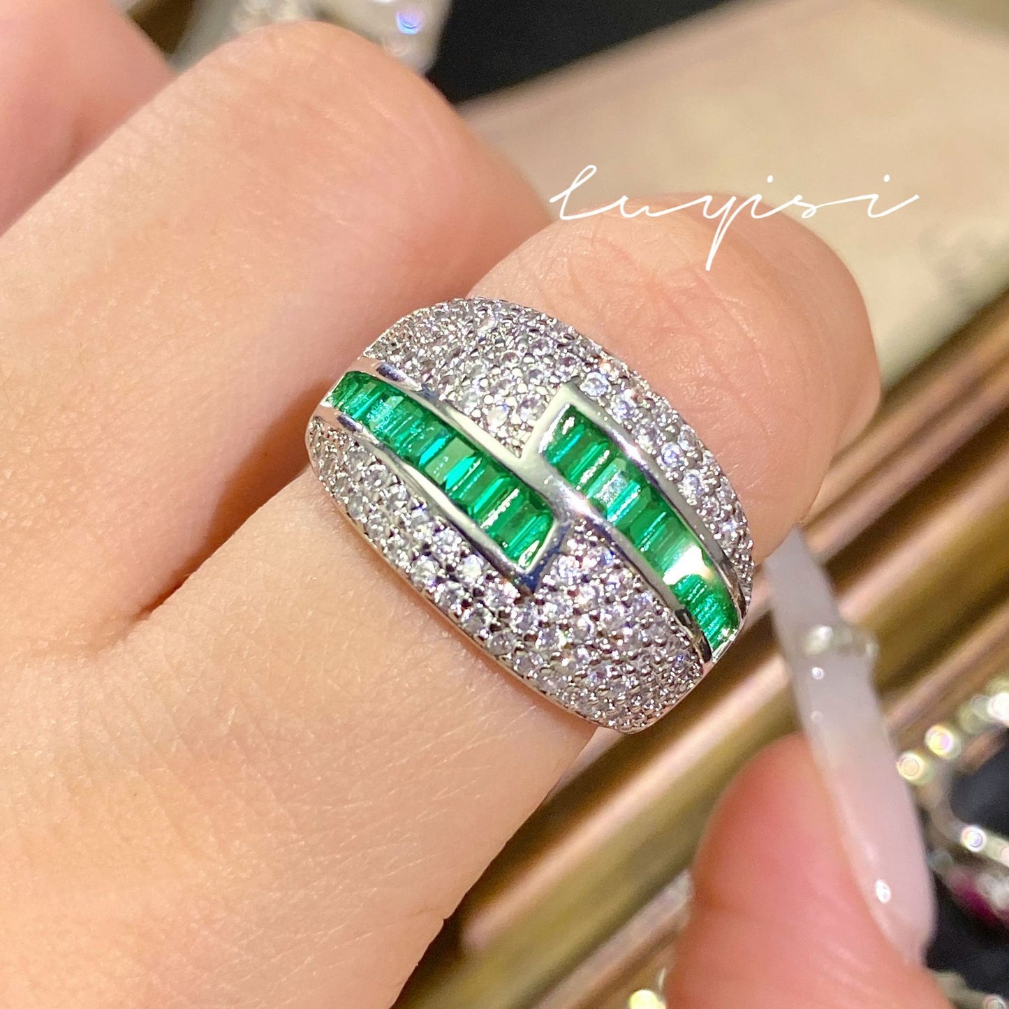 Women's Diamond Colorful Mixed Colors High Carbon Rings