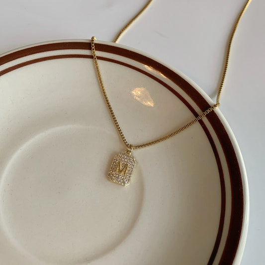 Female Letter Golden Clavicle Chain Niche Design Pendants
