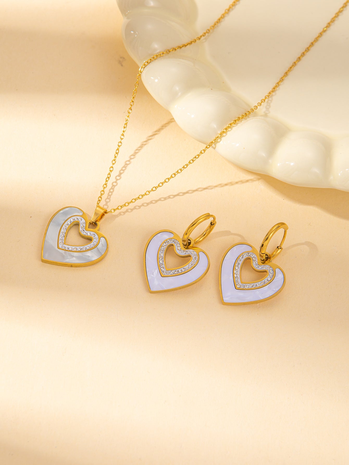 Women's Female With Hearts Zircon Light Luxury Design Earrings