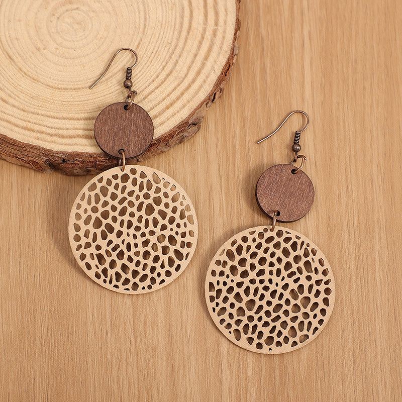 Bohemian Style Stitching Wooden Vintage Hollow Rings