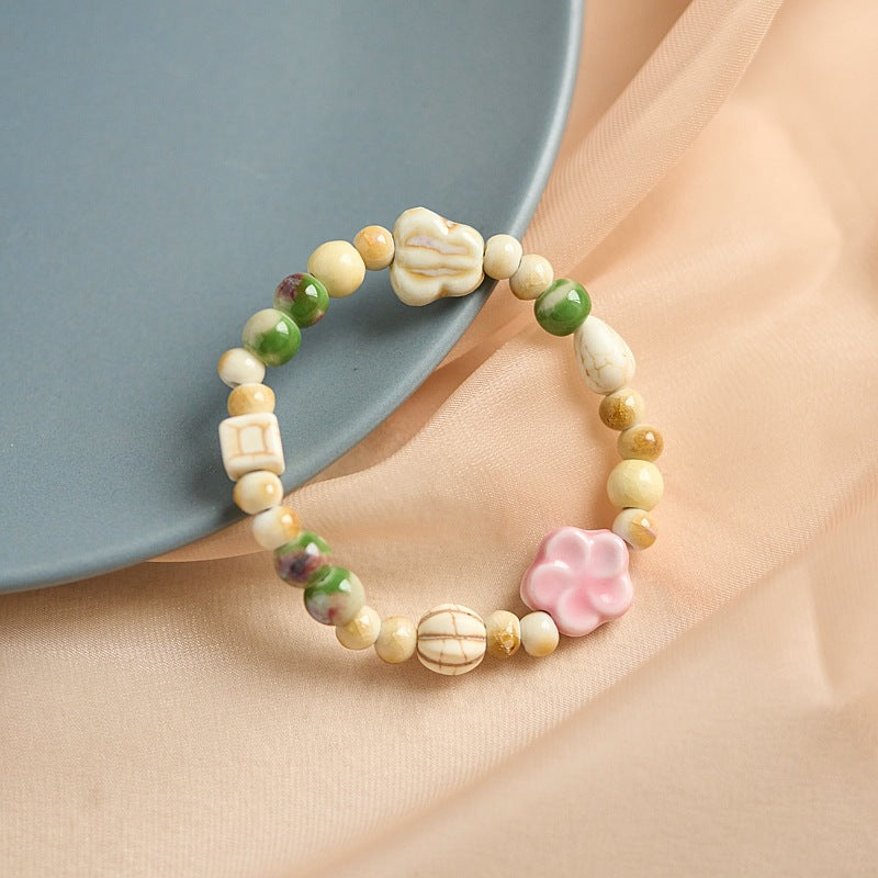 Women's Ceramic Ornament High-grade Woven Flower Chinese Bracelets