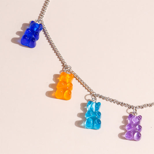 Cartoon Jelly Three-dimensional Bear Candy Color Necklaces