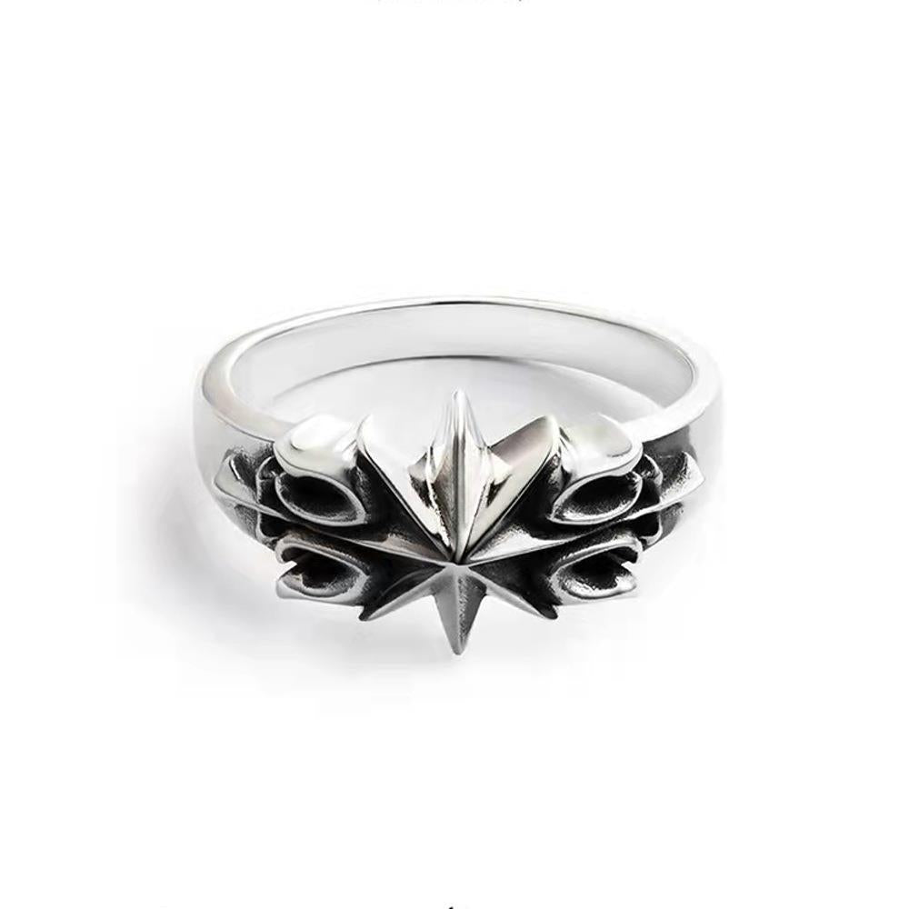 Six-pointed Star Argent Pur Retro Personalized Rings