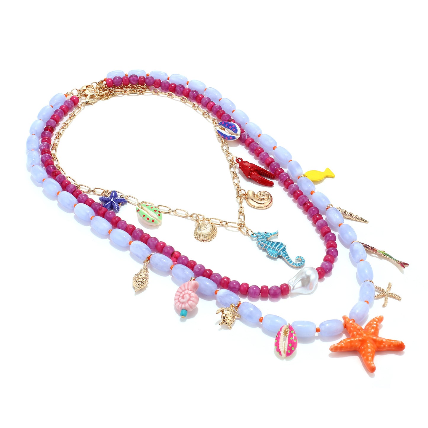 String Colorful Beads Starfish Seahorse Shell Affordable Necklaces