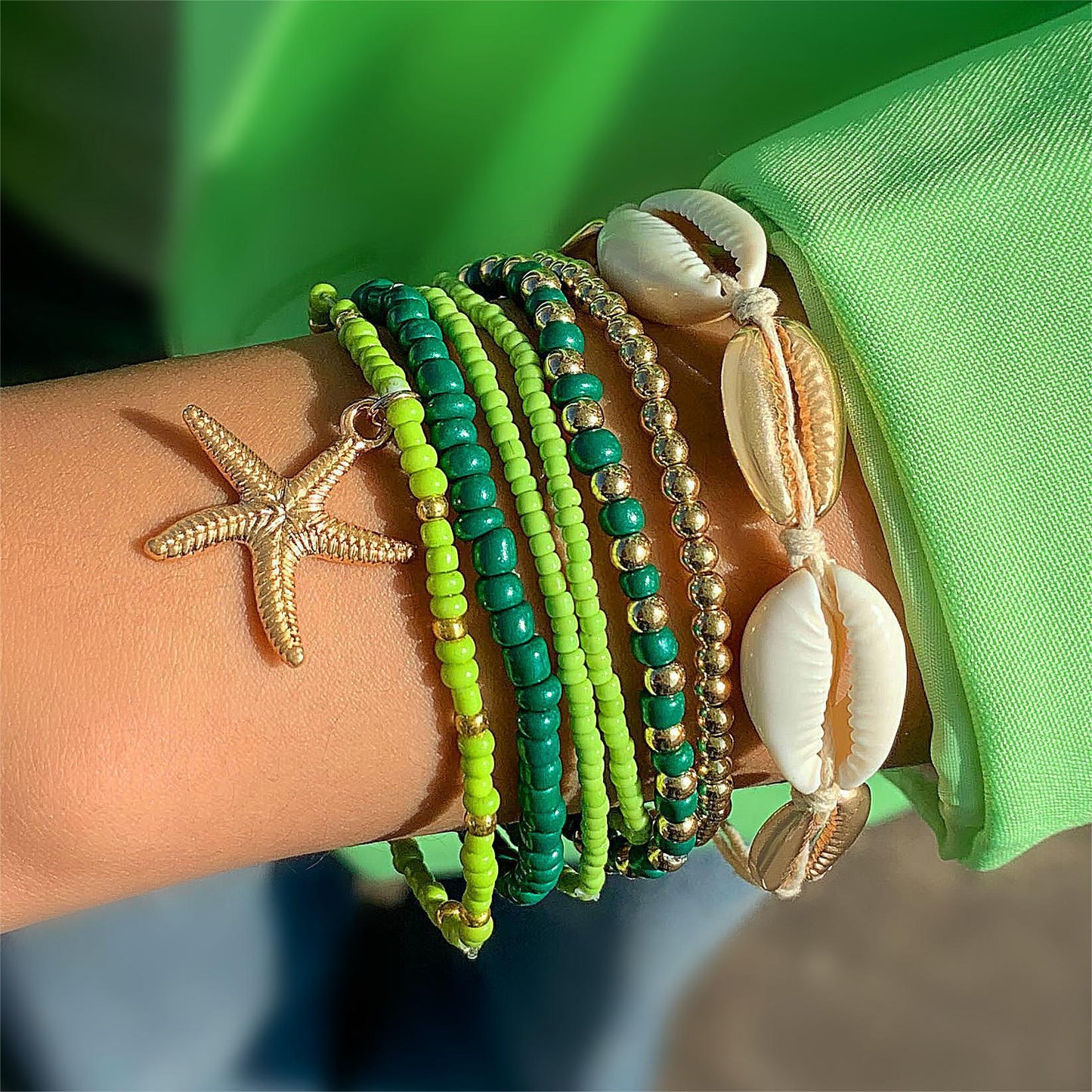 Bohemian Vacation Style Shell Beaded Weave Beach Bracelets