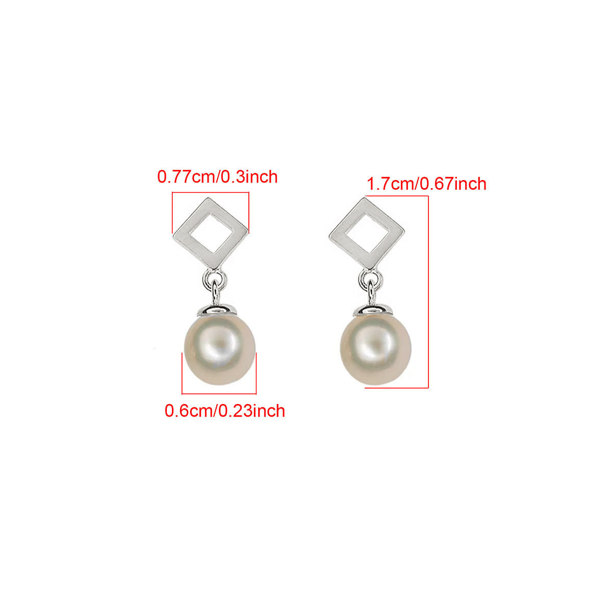 Women's Korean Pearl Rhombus Fashion Exquisite Design Sense Sier Earrings