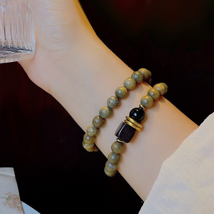 Women's Chinese Ethnic Style Green Phantom Quartz Bracelets