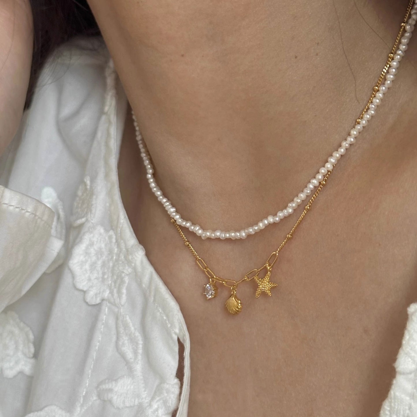 Women's Sier Starfish Shell For Design Vacation Style Necklaces