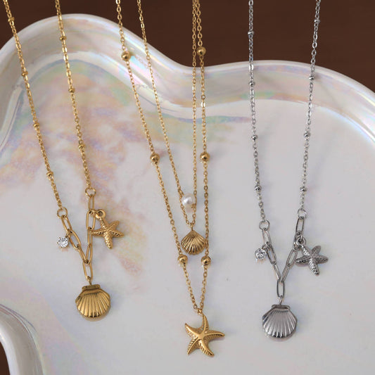 Style Clavicle Chain Twin Titanium Steel Necklaces