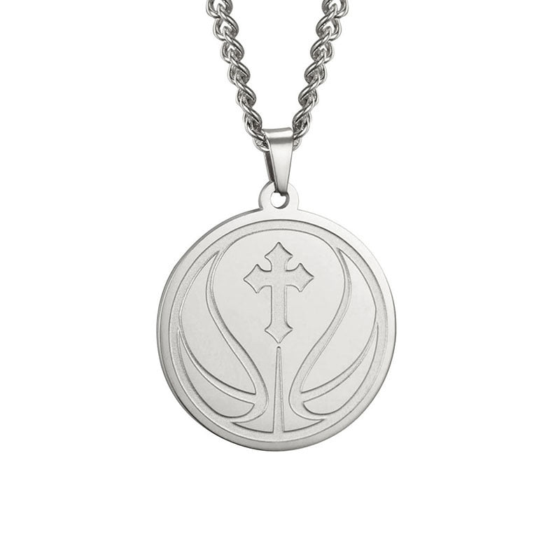 Titanium Steel Volleyball Cross Unisex Stainless Necklaces