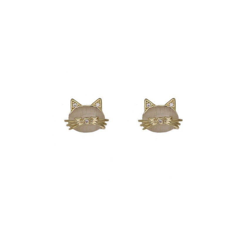 Women's Cute Kitty Opal Stone Ear Trendy Earrings