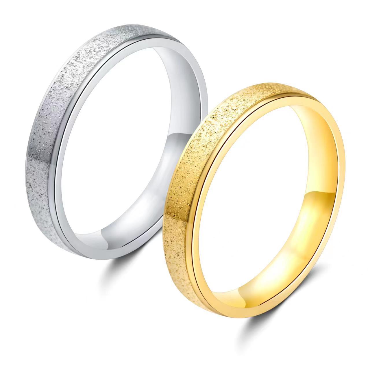 Men's Stainless Steel Double Steps Matte Titanium Rings