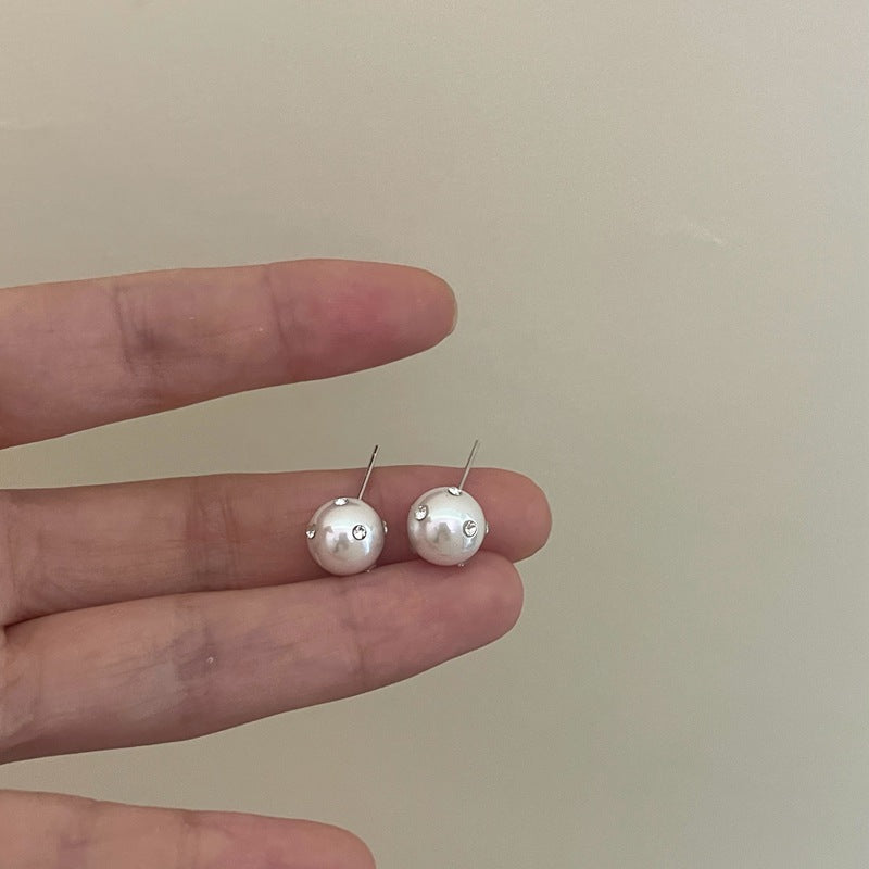 Style Rhinestone Pearl French Minority Elegant Earrings