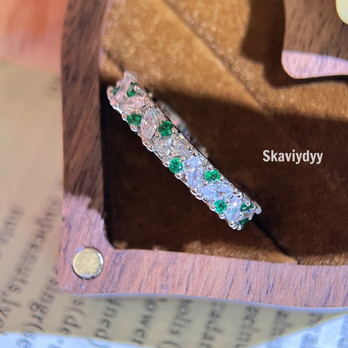Eye Diamond Row White Affordable Luxury Style Green Rings