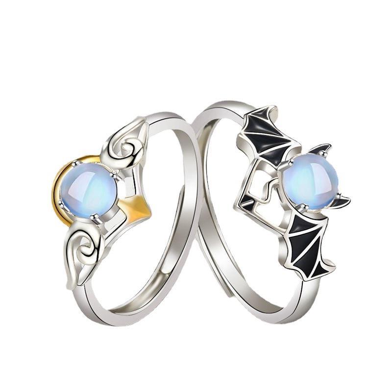Devil Wings Moonstone Couple Fashion Valentine's Rings