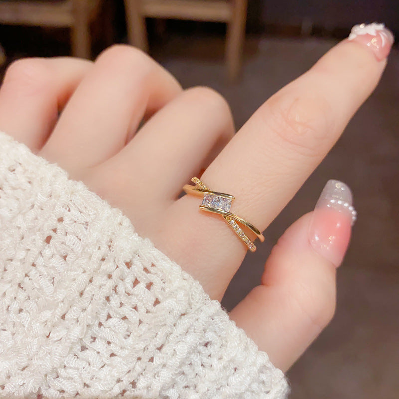 High-grade Open Female Trendy Cold Simple Rings
