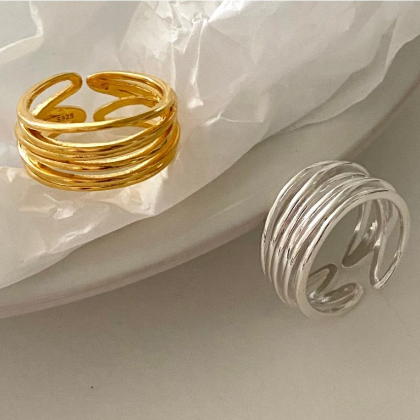 Women's Fan Korean Style Sterling Sier Geometric Rings