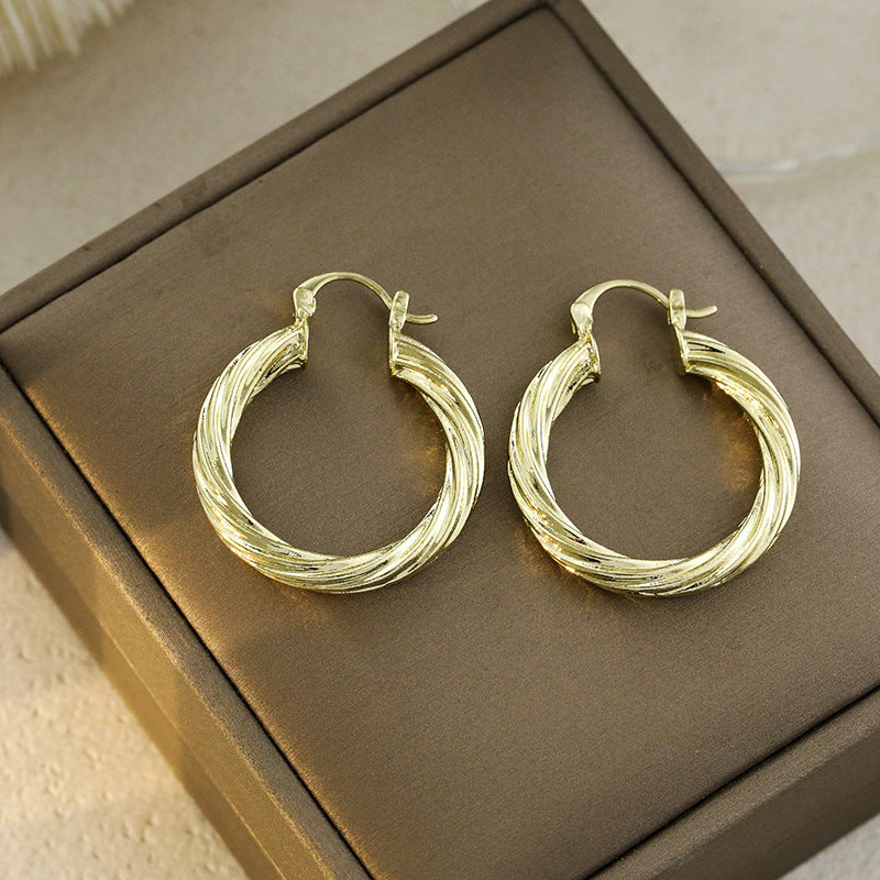 Popular Design Grain Round Geometric Female Earrings