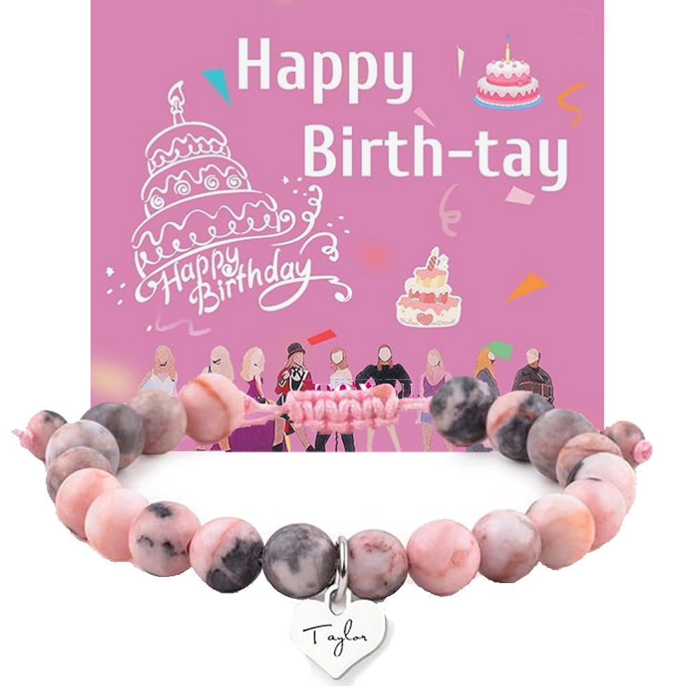 Taylor Birthday Party Music Festival Peach Heart Natural Bracelets