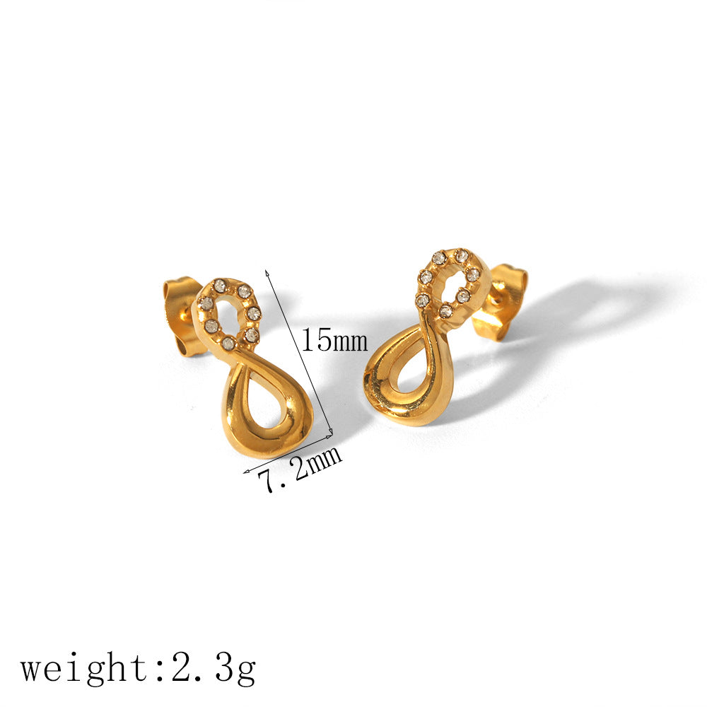 Women's Niche Design Diamond Gold Stainless Steel Do Earrings