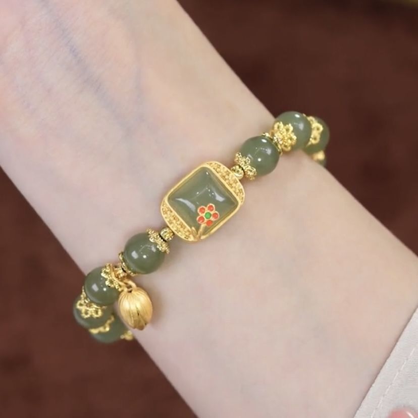 Lotus Imitation Jade Elegant Chinese Style Seedpod Bracelets