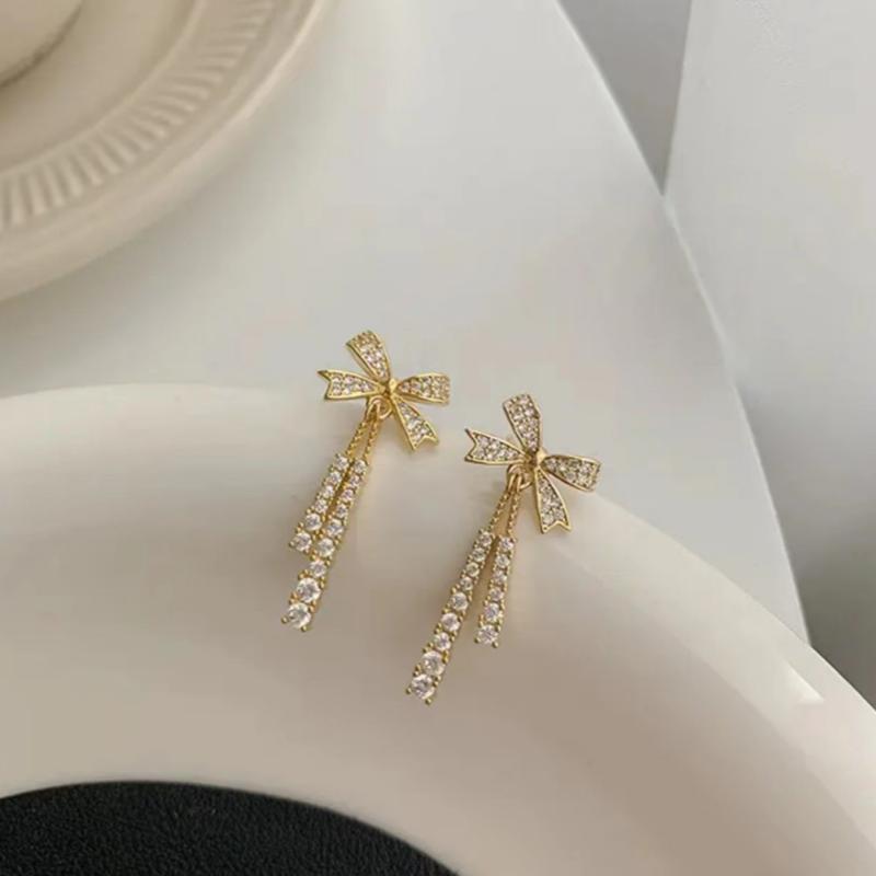 Women's Graceful Bow Tassel Special Interest Light Earrings