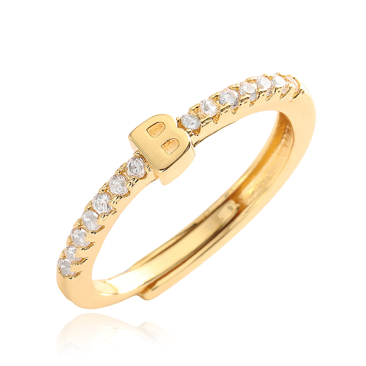 Simple Light Luxury Gold Zircon English Rings