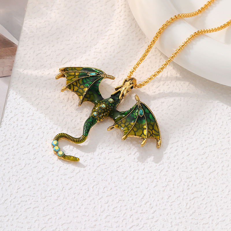 Drop Oil Cartoon Flying Dragon Shape Fashion Necklaces